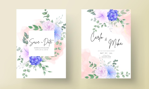 beautiful flower and leaves wedding invitation