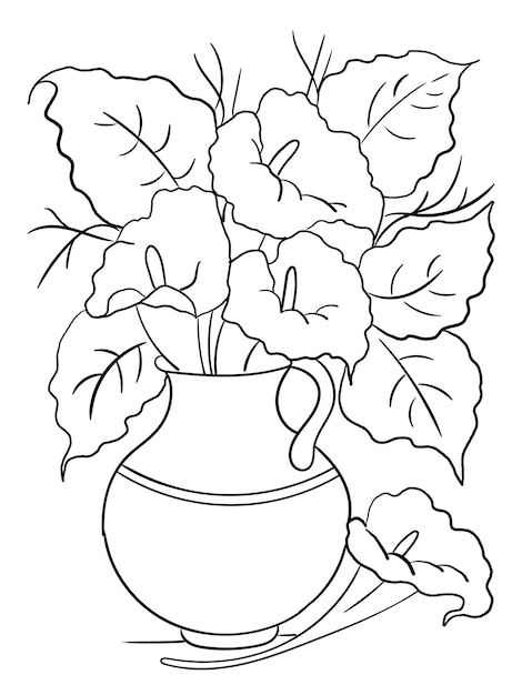 beautiful flower outline for coloring book