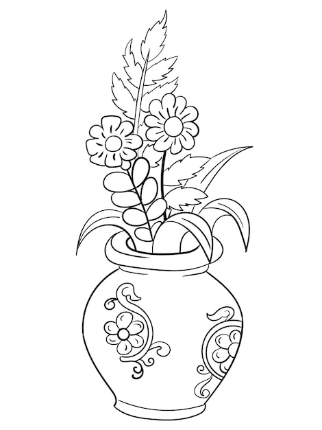 beautiful flower outline for coloring book