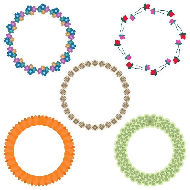 아름다운 꽃 패턴 원형 프레임 디자인 꽃 만들기와 테두리 요소