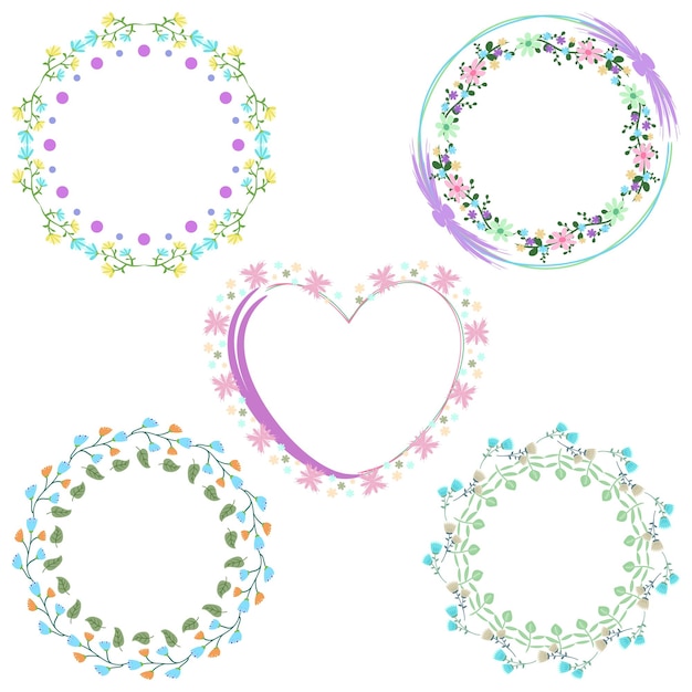 Beautiful flower pattern circular frame design Border element with flower creation