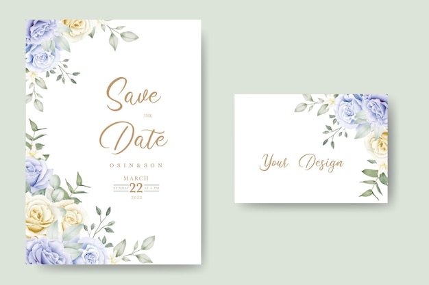 Beautiful flower rose wedding invitation card