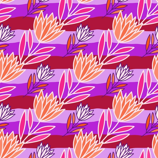 Vector beautiful flower seamless pattern simple outline floral wallpaper