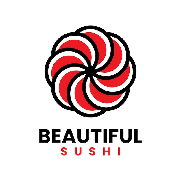 Modello di vettore del logo del sushi del bel fiore