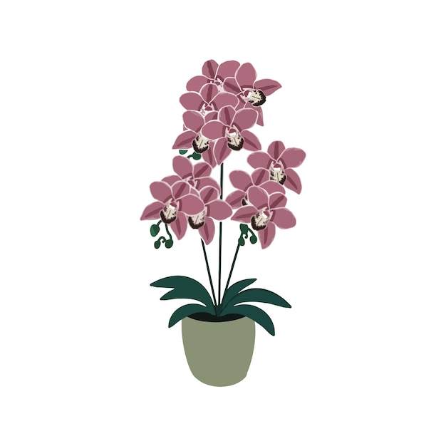 Beautiful A flower Tree Pot With Flower Vector Illustration