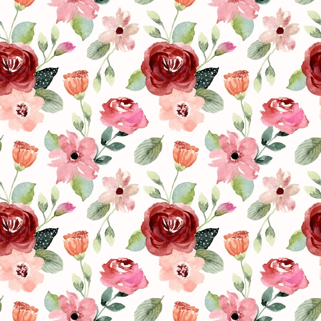 beautiful flower watercolor seamless pattern