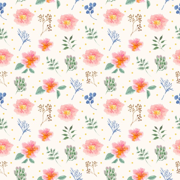 Vector beautiful flower watercolor seamless pattern 
