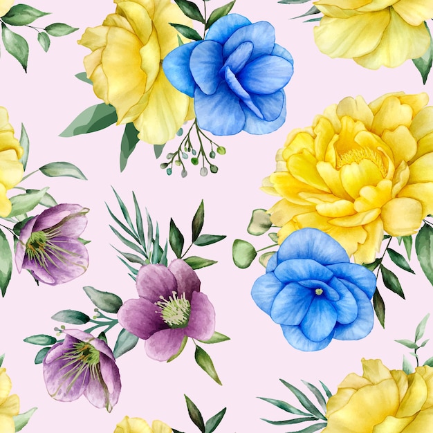 Beautiful flower watercolor seamless pattern