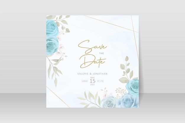 Beautiful flower wedding invitation card template