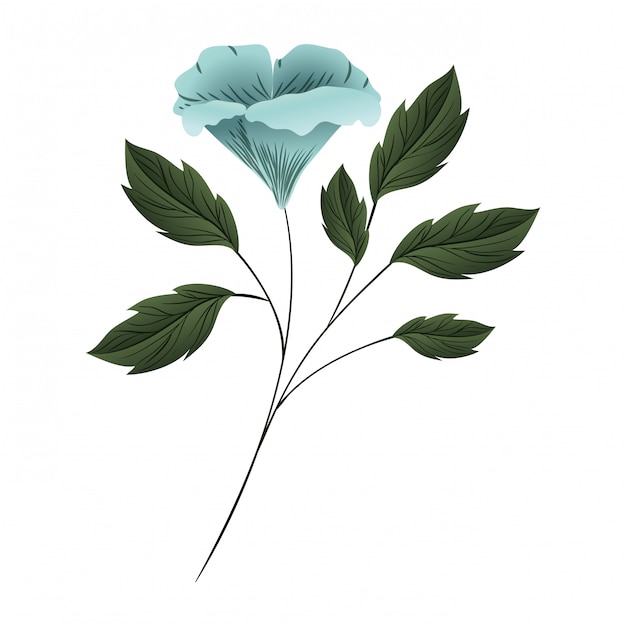 Beautiful flower with leafs isolated icon