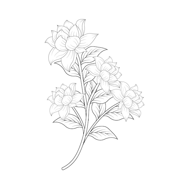 그림 그래픽 디자인에 잎 꽃 벡터와 함께 아름 다운 꽃