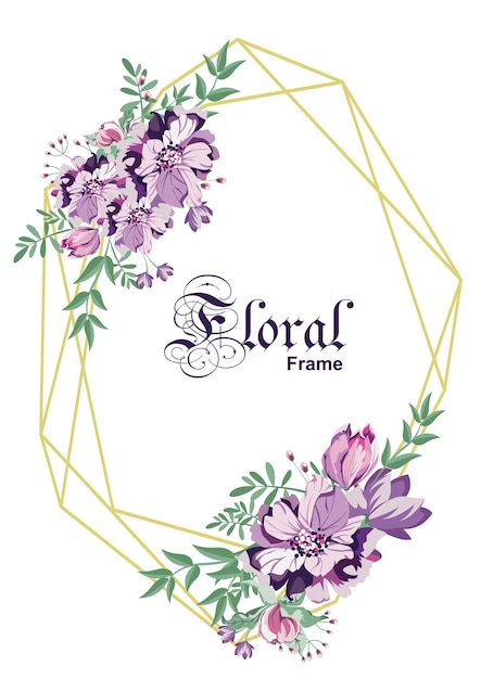 Vector beautiful flower wreath wedding invitation card template