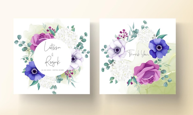 beautiful flower wreath wedding invitation card template