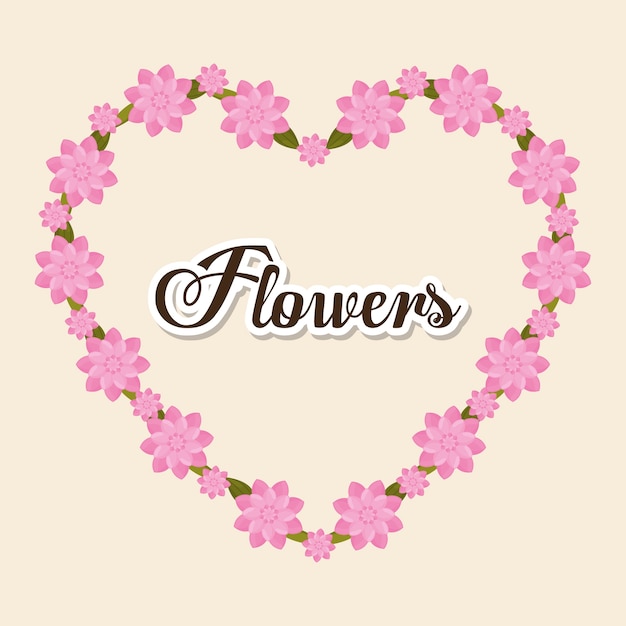 Vector beautiful flowers in heart shape