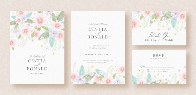 Beautiful flowers on invitation card