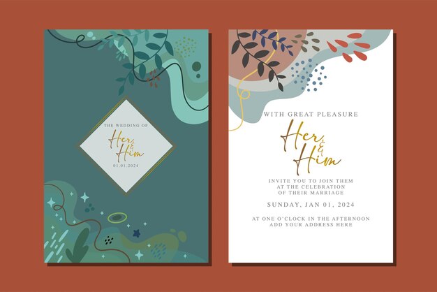 Vector beautiful flowers wedding invitation card