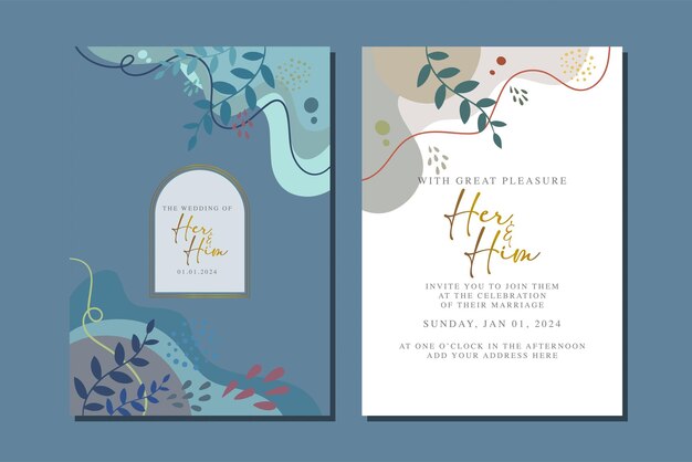 Beautiful flowers wedding invitation card