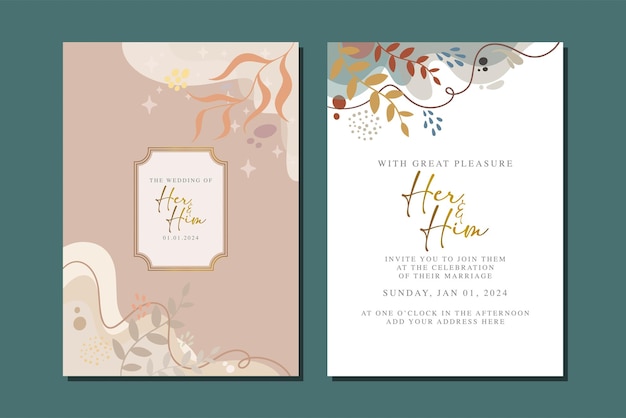 Beautiful flowers wedding invitation card