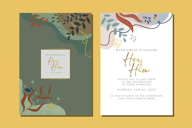 Beautiful flowers wedding invitation card