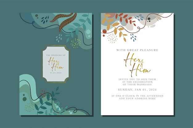 beautiful flowers wedding invitation card