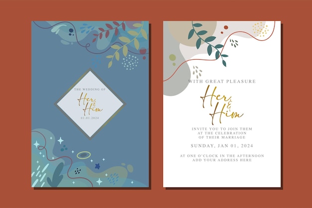 beautiful flowers wedding invitation card