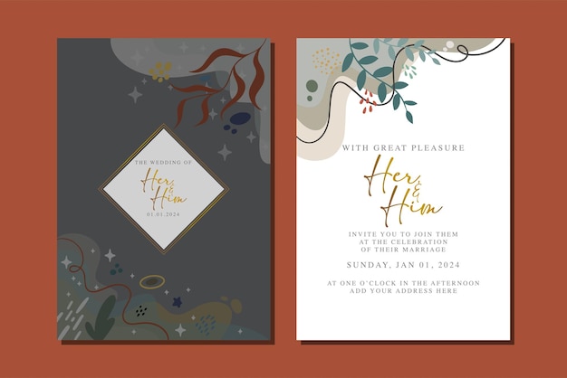 beautiful flowers wedding invitation card