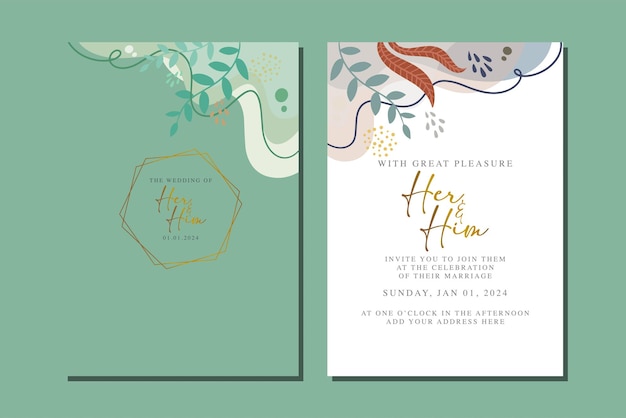 beautiful flowers wedding invitation card