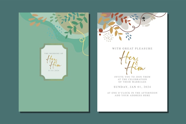 beautiful flowers wedding invitation card