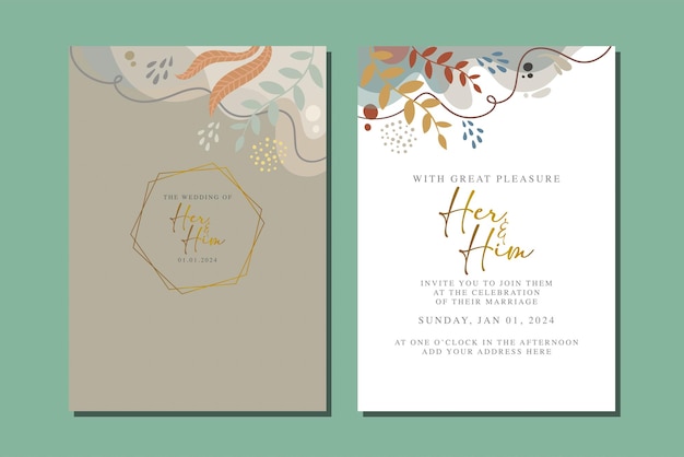 Beautiful flowers wedding invitation card