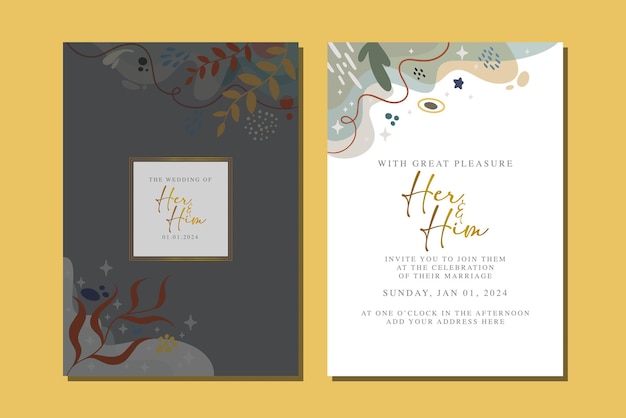 beautiful flowers wedding invitation card