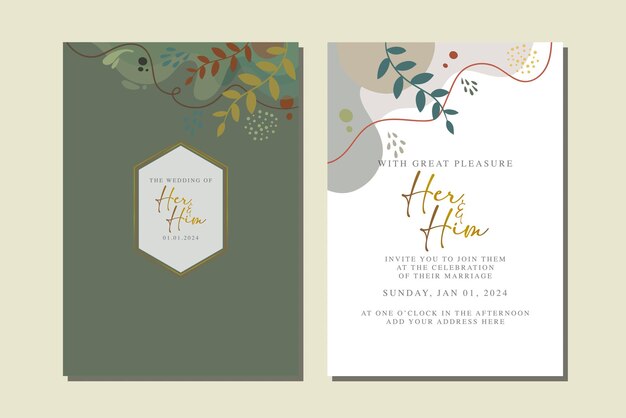 beautiful flowers wedding invitation card