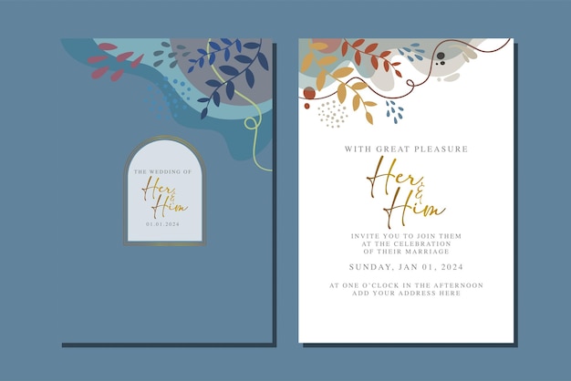 beautiful flowers wedding invitation card