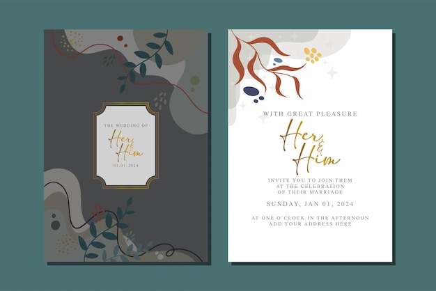 Vector beautiful flowers wedding invitation card