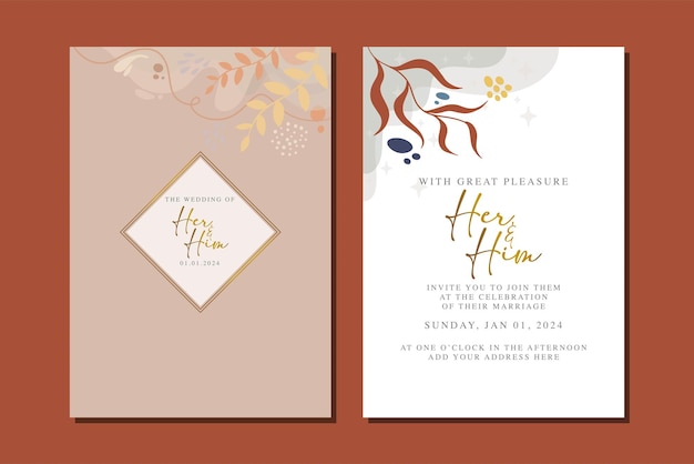 beautiful flowers wedding invitation card