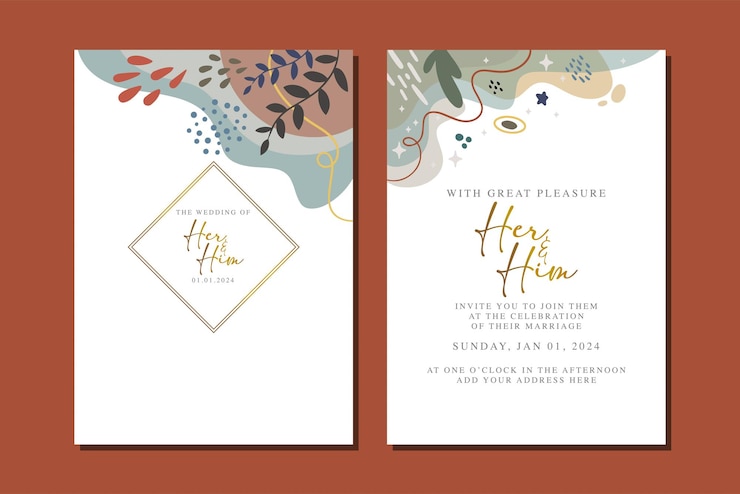 Vector beautiful flowers wedding invitation card