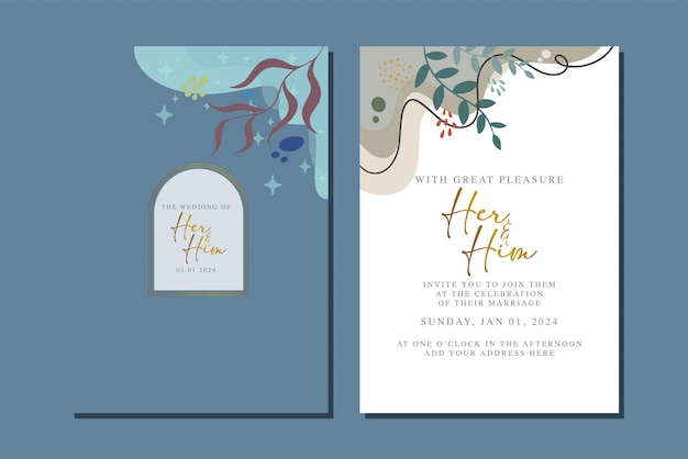 beautiful flowers wedding invitation card