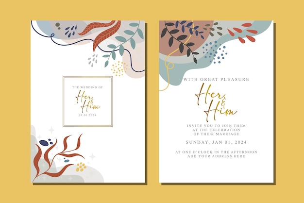 Vector beautiful flowers wedding invitation card