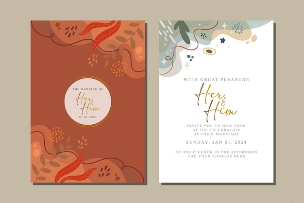 Vector beautiful flowers wedding invitation card