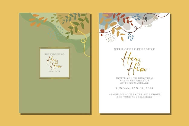 Beautiful flowers wedding invitation card