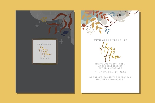 beautiful flowers wedding invitation card