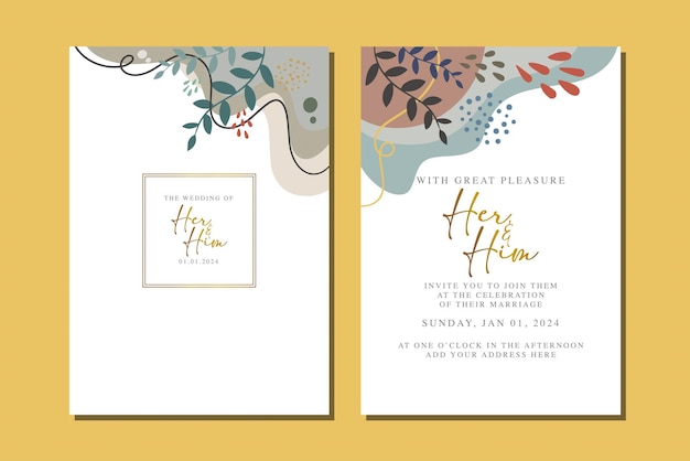 Beautiful flowers wedding invitation card