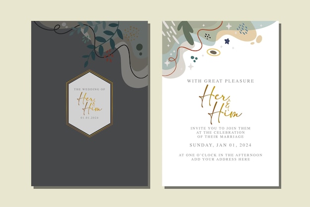 Beautiful flowers wedding invitation card