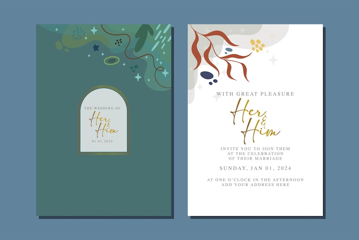 Vector beautiful flowers wedding invitation card