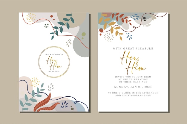 Vector beautiful flowers wedding invitation card