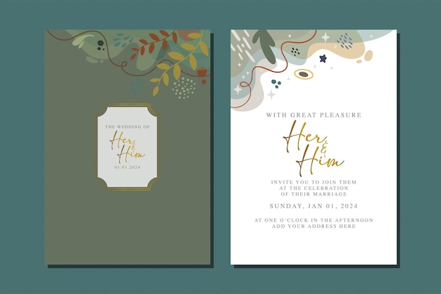 beautiful flowers wedding invitation card