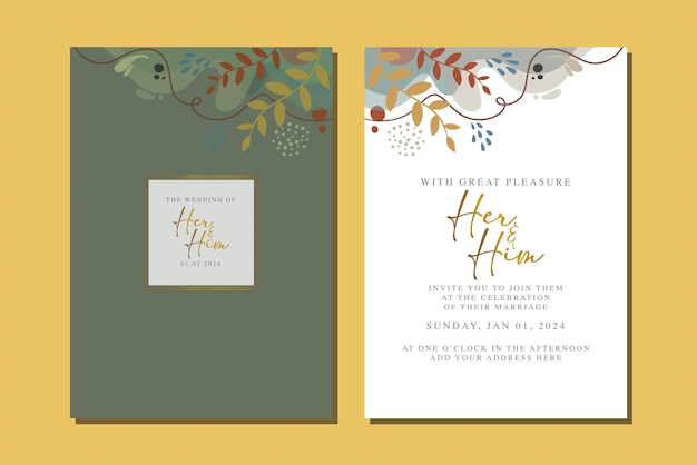 beautiful flowers wedding invitation card