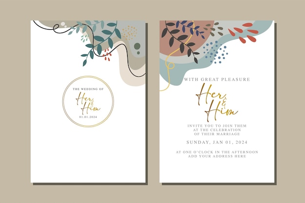 Beautiful flowers wedding invitation card