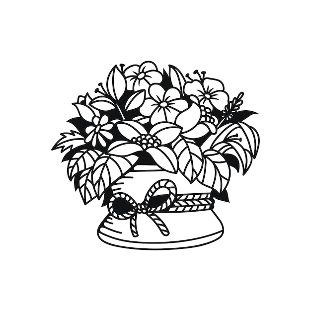 beautiful flowers in wicker basket