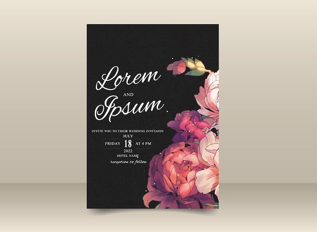 Vector beautiful flowery wedding invitation card