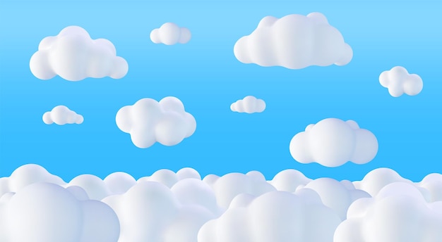 Beautiful Fluffy Clouds on Blue Sky Background